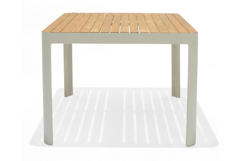 Portals Spisebordssæt 95 cm + 4 stole - Hvid / træ - Havemøbler - Udendørsgruppe - Havesæt