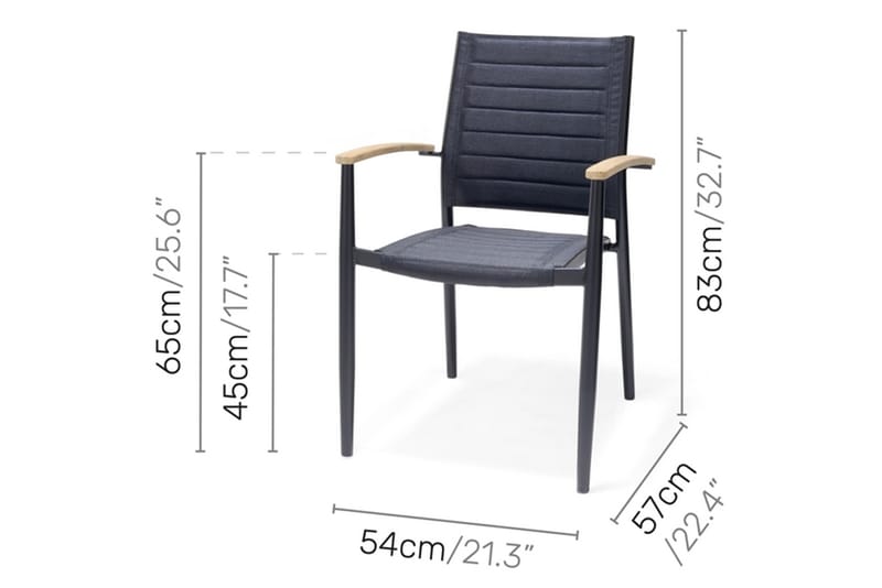 Portals Spisebordssæt 95 cm + 4 Stole - Sort/Træ - Havemøbler - Udendørsgruppe - Havesæt