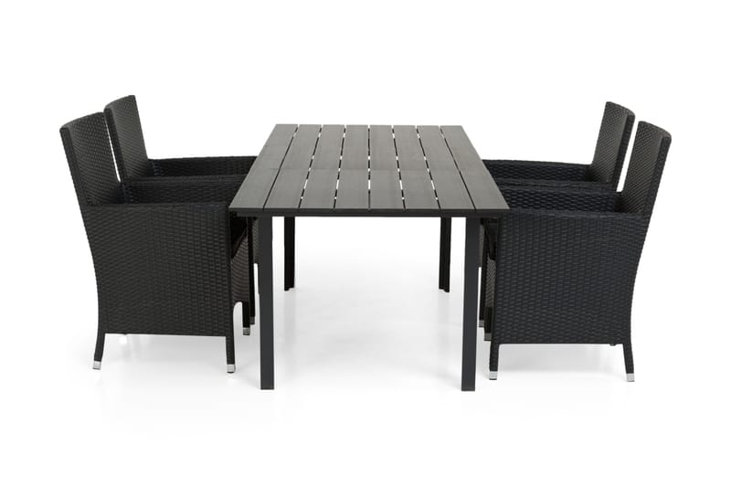 Portland Spisebordssæt 152-210x90 + 4 Thor Lyx Lænestol, Sort