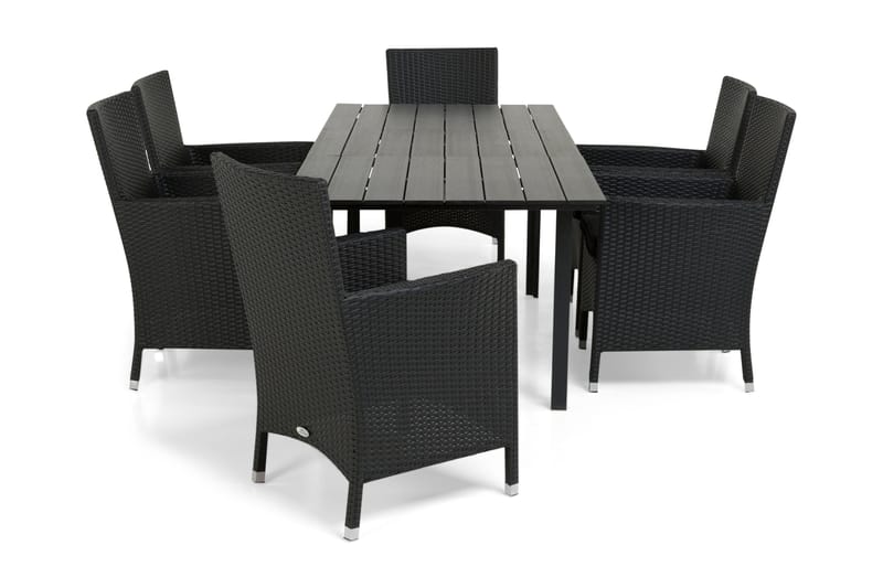 Portland Spisebordssæt 152-210x90 + 6 Thor Lyx Lænestol, Sort