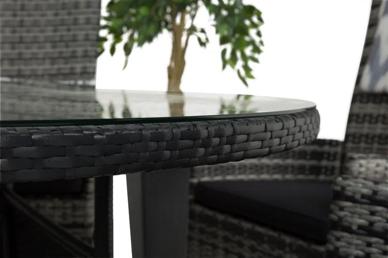 Round Havesæt Ø140 + 6 Jenny Justerbar Lænestole - Sort/Grå - Havemøbler - Udendørsgruppe - Havesæt