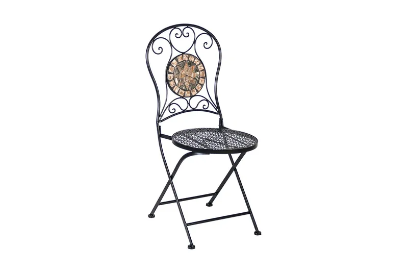 Sæt MOSAIC bord og 4 stole metalramme sort - Havemøbler - Udendørsgruppe - Havesæt