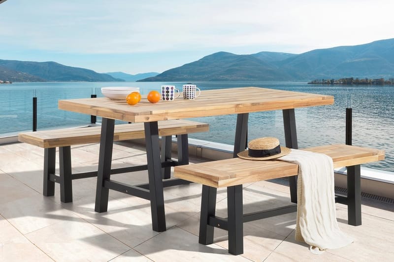 Scania Havemøbler Bord + 2 bænke 80 cm - Sort - Havemøbler - Udendørsgruppe - Havesæt