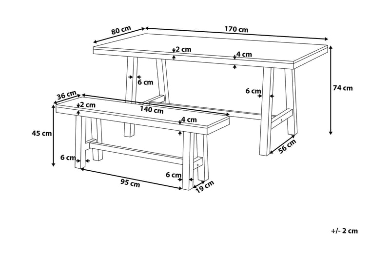 Scania Havemøbler Bord + 2 bænke 80 cm - Hvid - Havemøbler - Udendørsgruppe - Havesæt