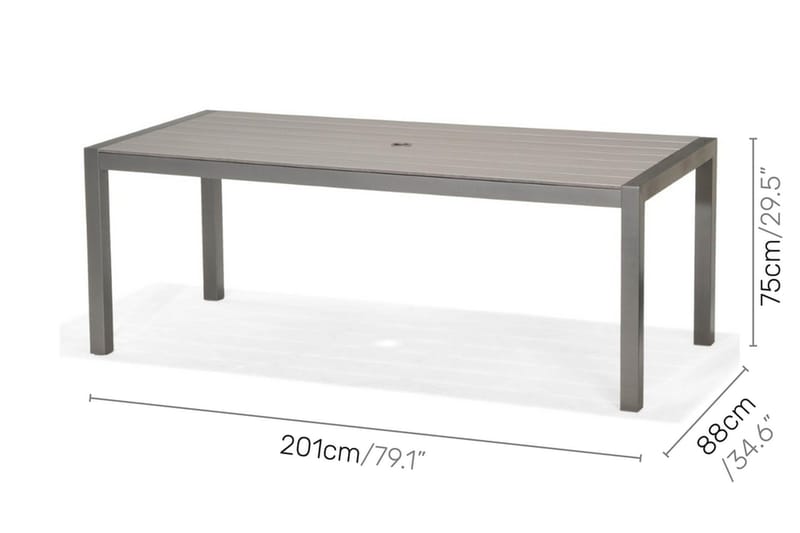 Solana Spisebordssæt 201 cm + 6 stole - Grå - Havemøbler - Udendørsgruppe - Havesæt