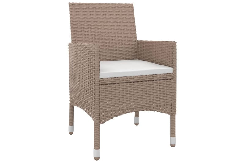 spisebordssæt til haven 3 dele med hynder polyrattan og glas - Beige - Havemøbler - Udendørsgruppe - Havesæt