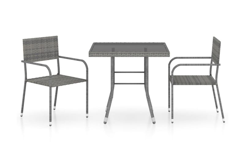 spisebordssæt til haven 3 dele polyrattan antracitgrå og grå - Havesæt