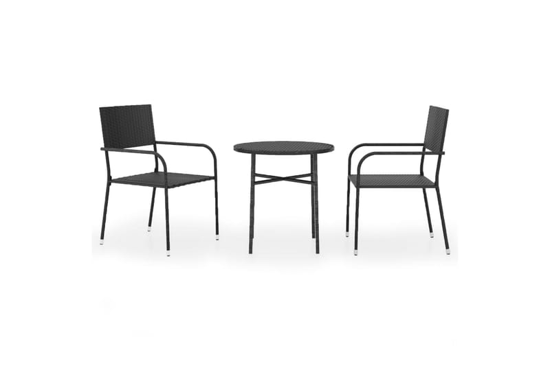 spisebordssæt til haven 3 dele polyrattan sort - Sort - Havemøbler - Udendørsgruppe - Havesæt
