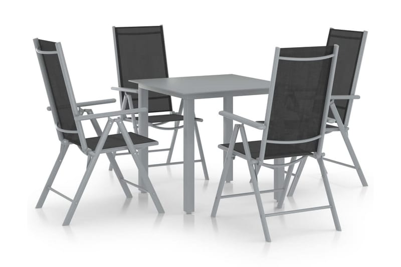 spisebordssæt til haven 5 dele aluminium sølvfarvet og sort - Sølv - Havesæt