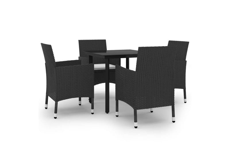 spisebordssæt til haven 5 dele med hynder polyrattan og glas - Brun - Havemøbler - Udendørsgruppe - Havesæt