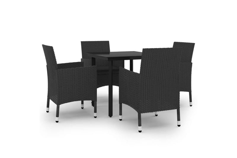 spisebordssæt til haven 5 dele med hynder polyrattan og glas - Sort - Havemøbler - Udendørsgruppe - Havesæt