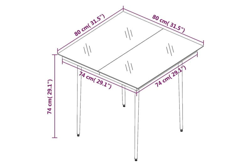 spisebordssæt til haven 5 dele med hynder polyrattan og glas - Hvid - Havesæt
