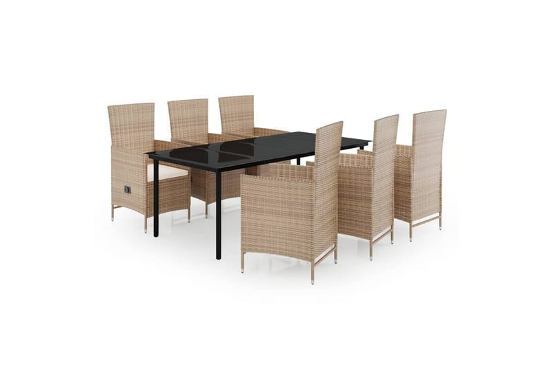 spisebordssæt til haven 7 dele med hynder beige - Beige - Havemøbler - Udendørsgruppe - Havesæt