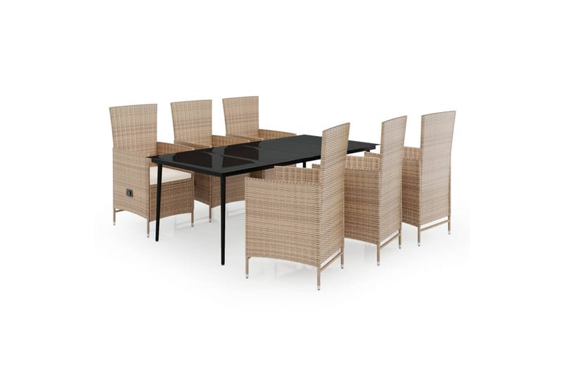 spisebordssæt til haven 7 dele med hynder beige - Beige - Havemøbler - Udendørsgruppe - Havesæt