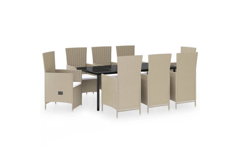 spisebordssæt til haven 9 dele med hynder beige - Beige - Havemøbler - Udendørsgruppe - Havesæt