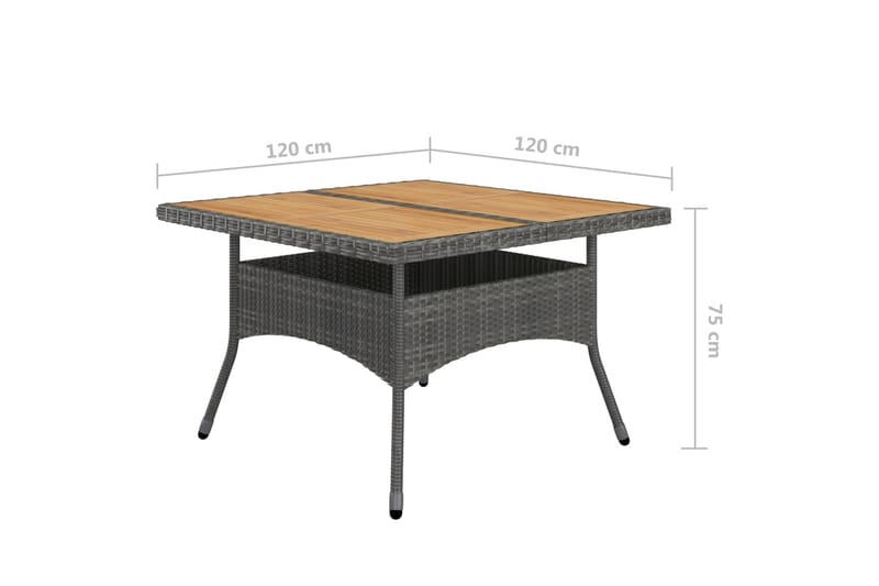 Spisebordssæt til haven 9 dele polyrattan og akacietræ grå - Grå - Havesæt