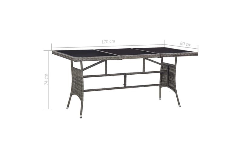 spisebordssæt til haven 9 dele polyrattan antracitgrå og grå - Havesæt