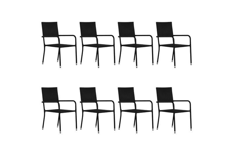 spisebordssæt til haven 9 dele polyrattan sort - Sort - Havemøbler - Udendørsgruppe - Havesæt
