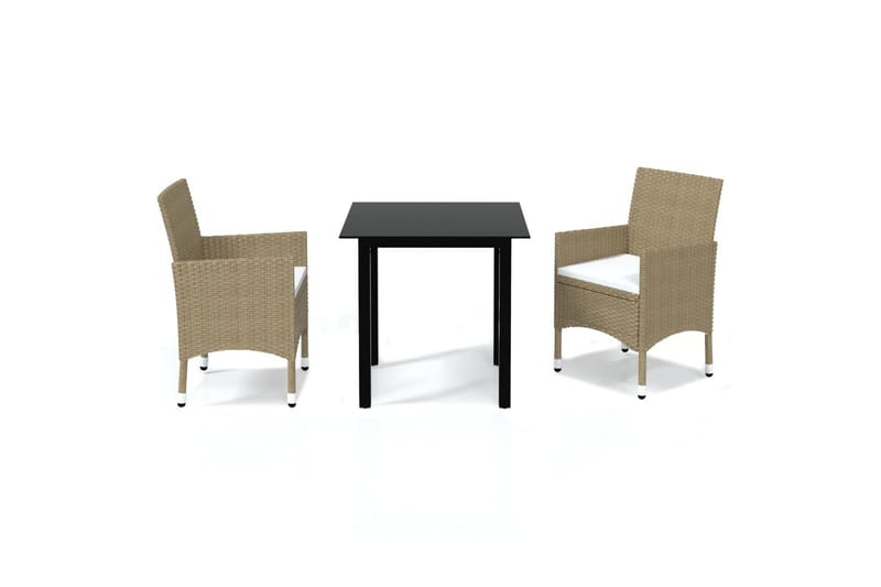 spisebordssæt til haven med hynder 3 dele polyrattan beige - Beige - Havemøbler - Udendørsgruppe - Havesæt