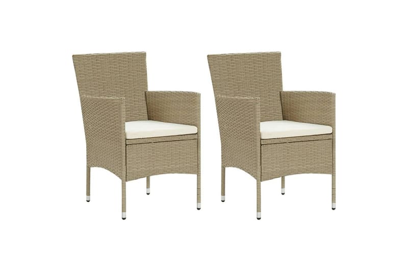 spisebordssæt til haven med hynder 3 dele polyrattan beige - Beige - Havemøbler - Udendørsgruppe - Havesæt