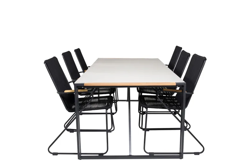 Texas Spisebordssæt + 6 Bois Spisebordsstole, Sort/Brun