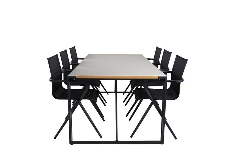 Texas Spisebordssæt 200cm + 6 Alina Stole Sort/Grå - Venture Home - Havesæt