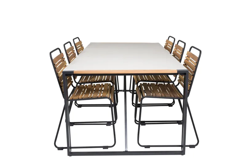 Texas Spisebordssæt 200cm + 6 Bois Stole, Natur/Sort