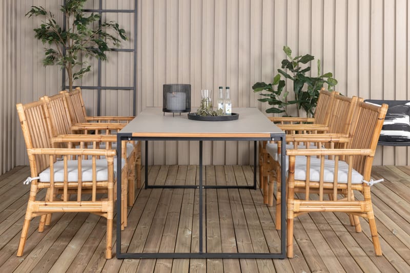 Texas Spisebordssæt 200cm + 6 Cane Stole Hvid - Venture Home - Havesæt