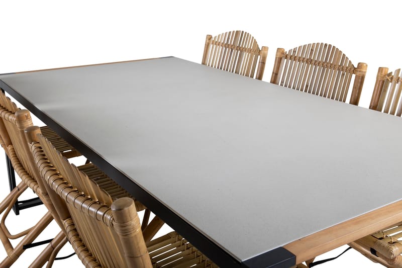Texas Spisebordssæt 200cm + 6 Cane Stole Hvid - Venture Home - Havesæt