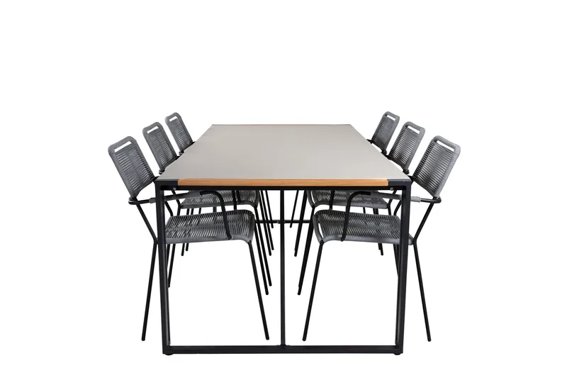 Texas Spisebordssæt 200cm + 6 Lindos Armstole, Hvid