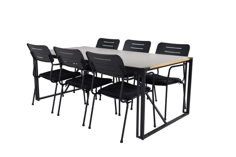 Texas Spisebordssæt 200cm + 6 Nicke Stole, Sort