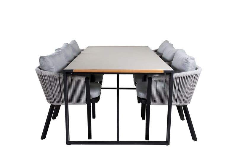 Texas Spisebordssæt 200cm + 6 Virya Stole Sort/Grå - Venture Home - Havesæt