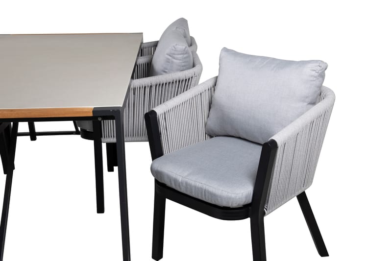 Texas Spisebordssæt 200cm + 6 Virya Stole Sort/Grå - Venture Home - Havesæt