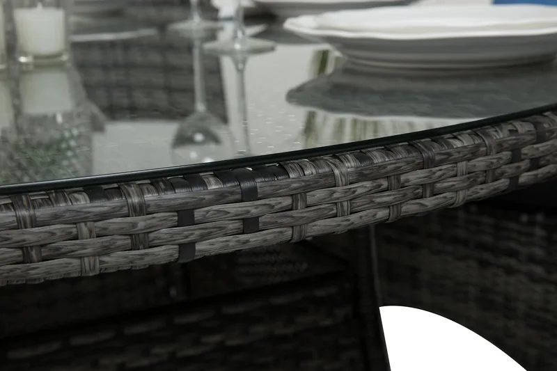 Thor Havesæt Ø140 + 6 Jenny Justerbar Lænestole - Grå - Havemøbler - Udendørsgruppe - Havesæt