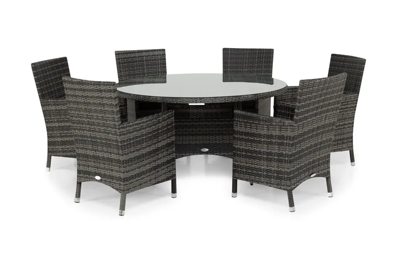 Thor Havesæt Ø140 + 6 Thor Lænestole, Grå/Grå