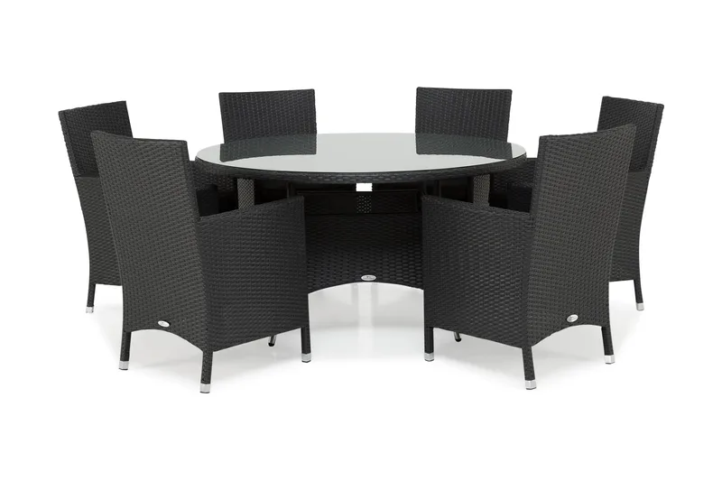 Thor Havesæt Ø140 + 6 Thor Lænestole - Sort - Havemøbler - Udendørsgruppe - Havesæt