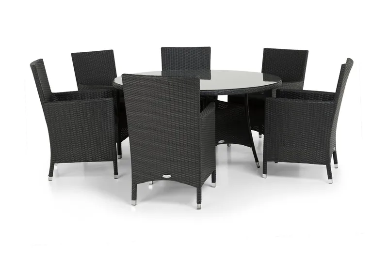 Thor Havesæt Ø140 + 6 Thor Lænestole, Sort