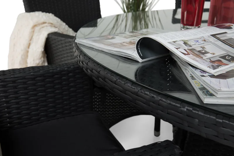 Thor Havesæt Ø140 + 6 Thor Lænestole - Sort - Havemøbler - Udendørsgruppe - Havesæt