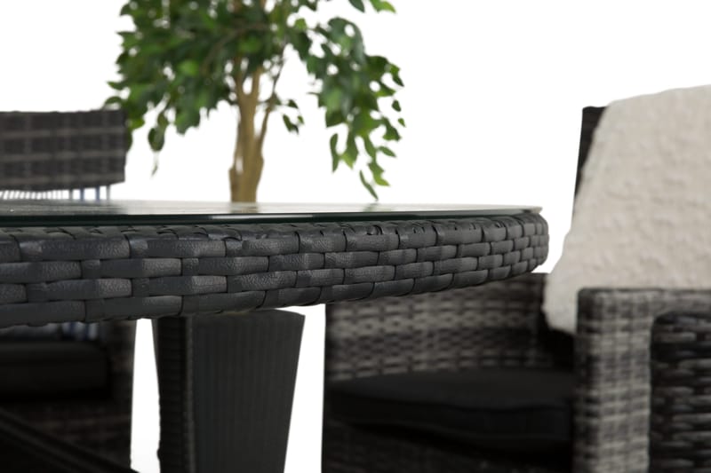 Thor Havesæt Ø140 + 6 Thor Lænestole - Sort/Grå - Havemøbler - Udendørsgruppe - Havesæt