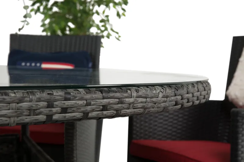 Thor Havesæt Ø140 + 6 Thor Lyx Lænestole - Grå/Sort - Havemøbler - Udendørsgruppe - Havesæt