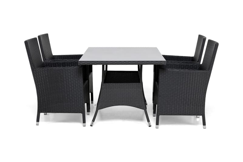 Thor Havesæt 140 + 4 Thor Lyx Lænestole, Sort/Sort