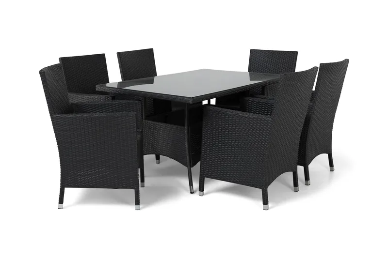 Thor Havesæt 140 + 6 Thor Lyx Lænestole - Sort - Havemøbler - Udendørsgruppe - Havesæt