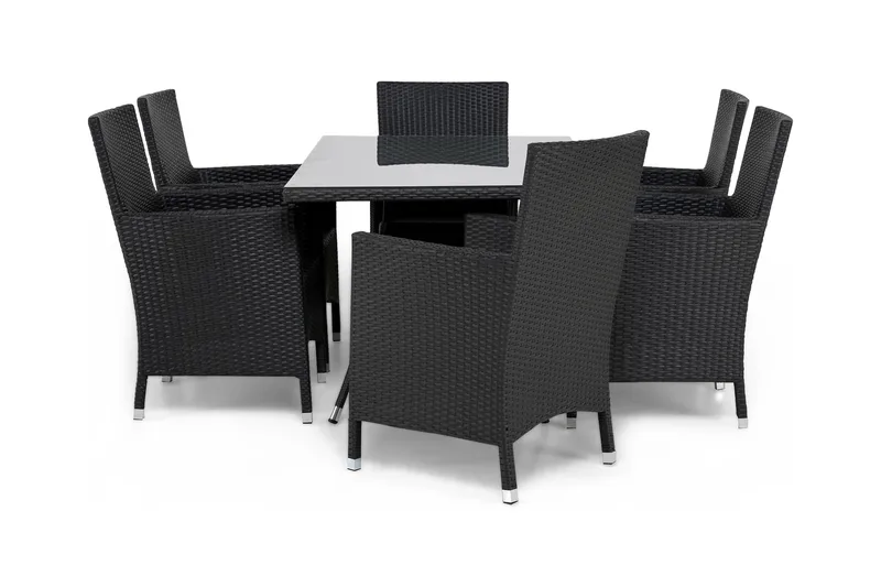 Thor Havesæt 140 + 6 Thor Lyx Lænestole, Sort