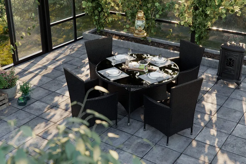 Thor Havesæt 140 + 6 Thor Lyx Lænestole - Sort - Havemøbler - Udendørsgruppe - Havesæt