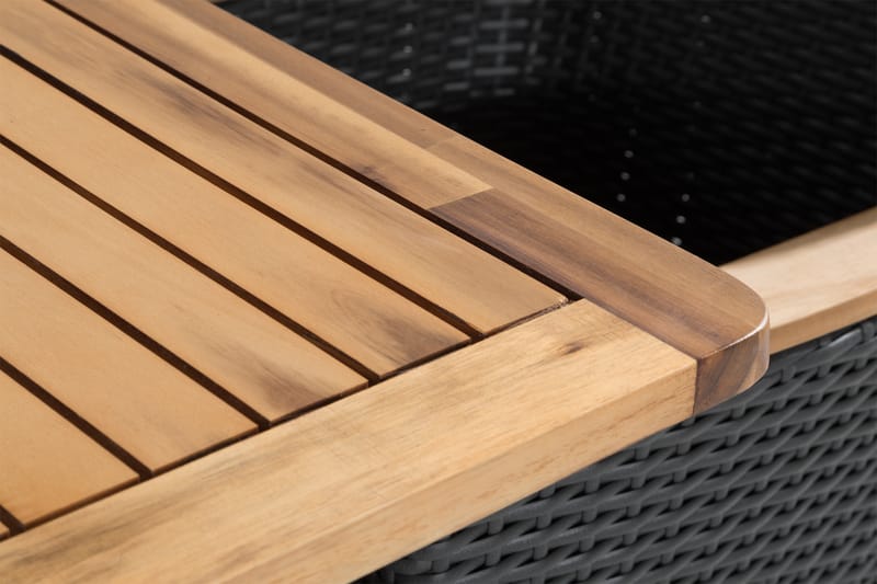 Thor Spisebordssæt 140x90 + 4 Thor Lyx Lænestol - Akacietop Sort/Teak - Havemøbler - Udendørsgruppe - Havesæt