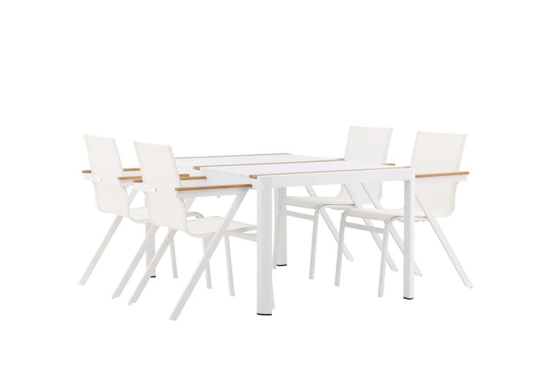 Togo Spisegruppe 150 cm + 4 Mexico Armlænsstole, Hvid