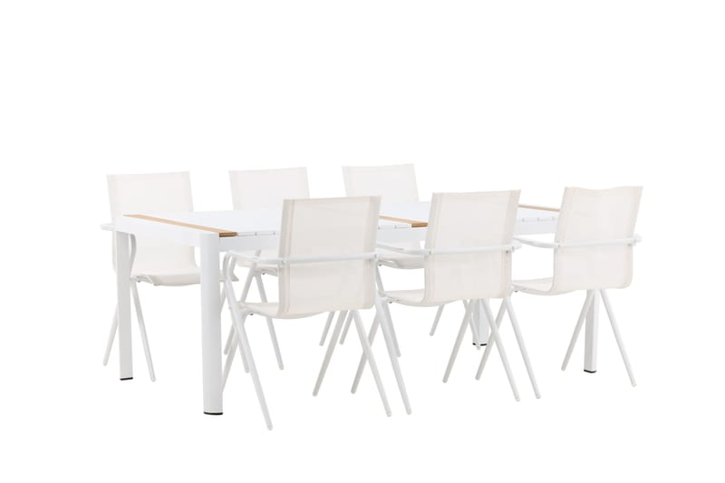 Togo Spisegruppe 200x100 cm + 6 Alina Spisestol - Hvid - Havemøbler - Udendørsgruppe - Havesæt