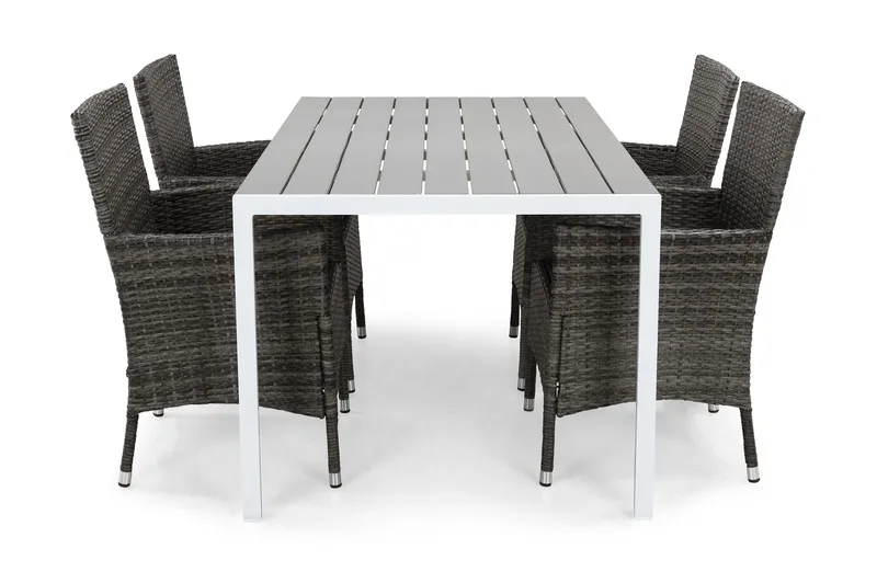 Tunis Havesæt 150 + 4 Thor Lænestole, Hvid/Grå