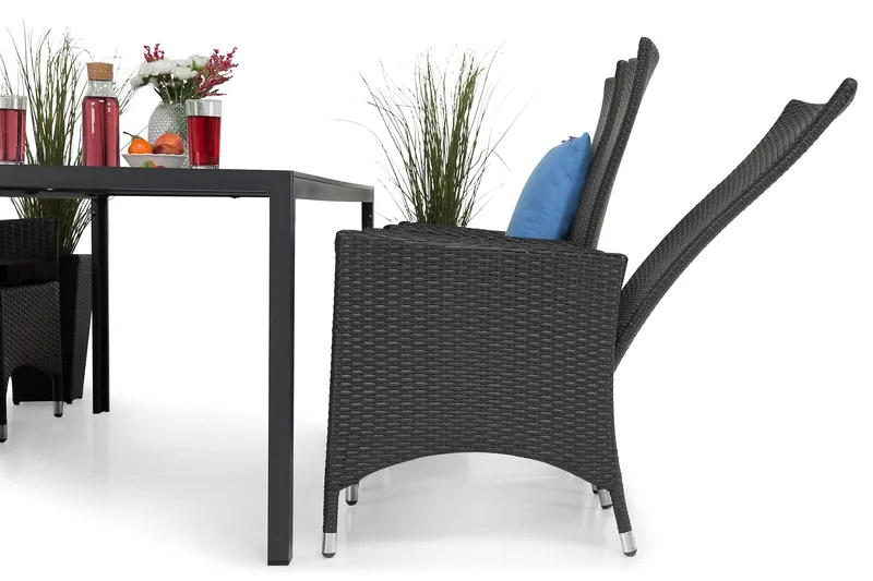 Tunis Havesæt 205 + 6 Jenny Justerbar Lænestole - Sort - Havemøbler - Udendørsgruppe - Havesæt