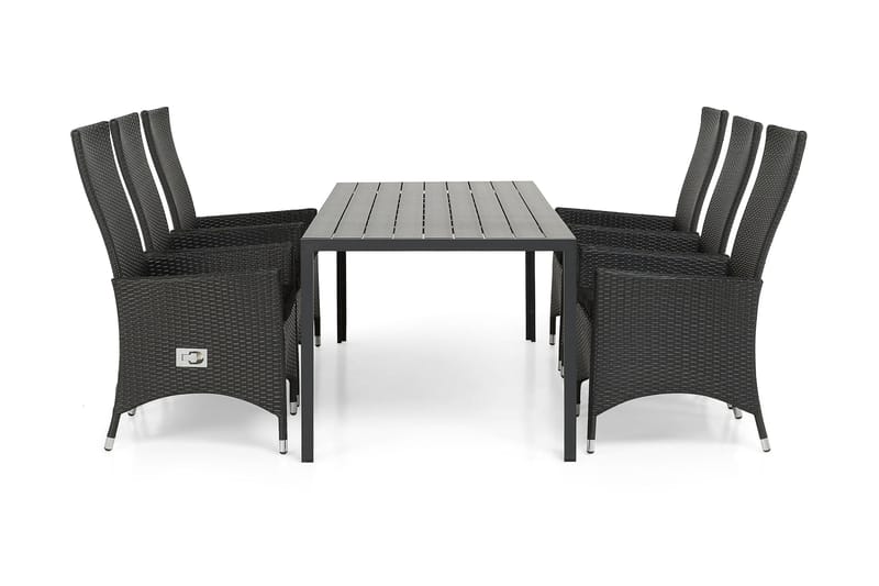 Tunis Havesæt 205 + 6 Jenny Justerbar Lænestole - Sort - Havemøbler - Udendørsgruppe - Havesæt